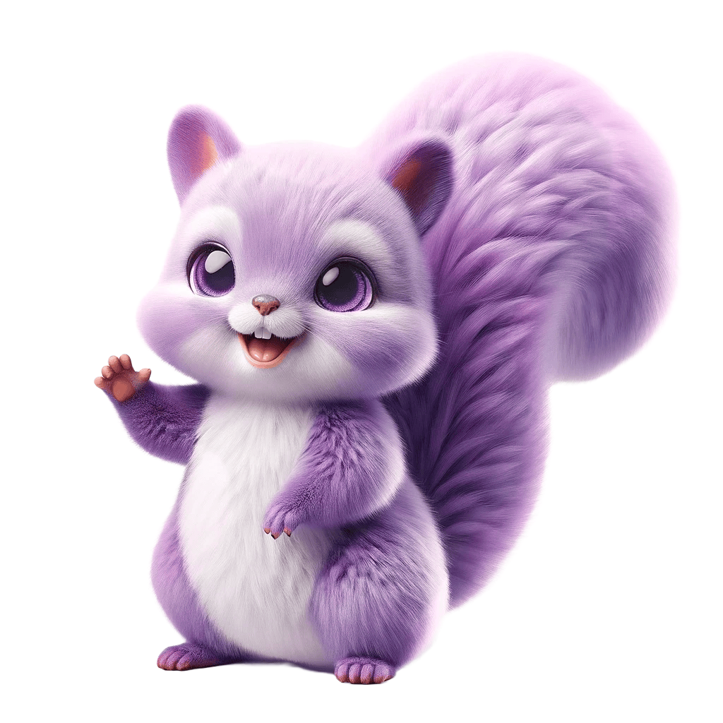 Illustration of a purple squirrel